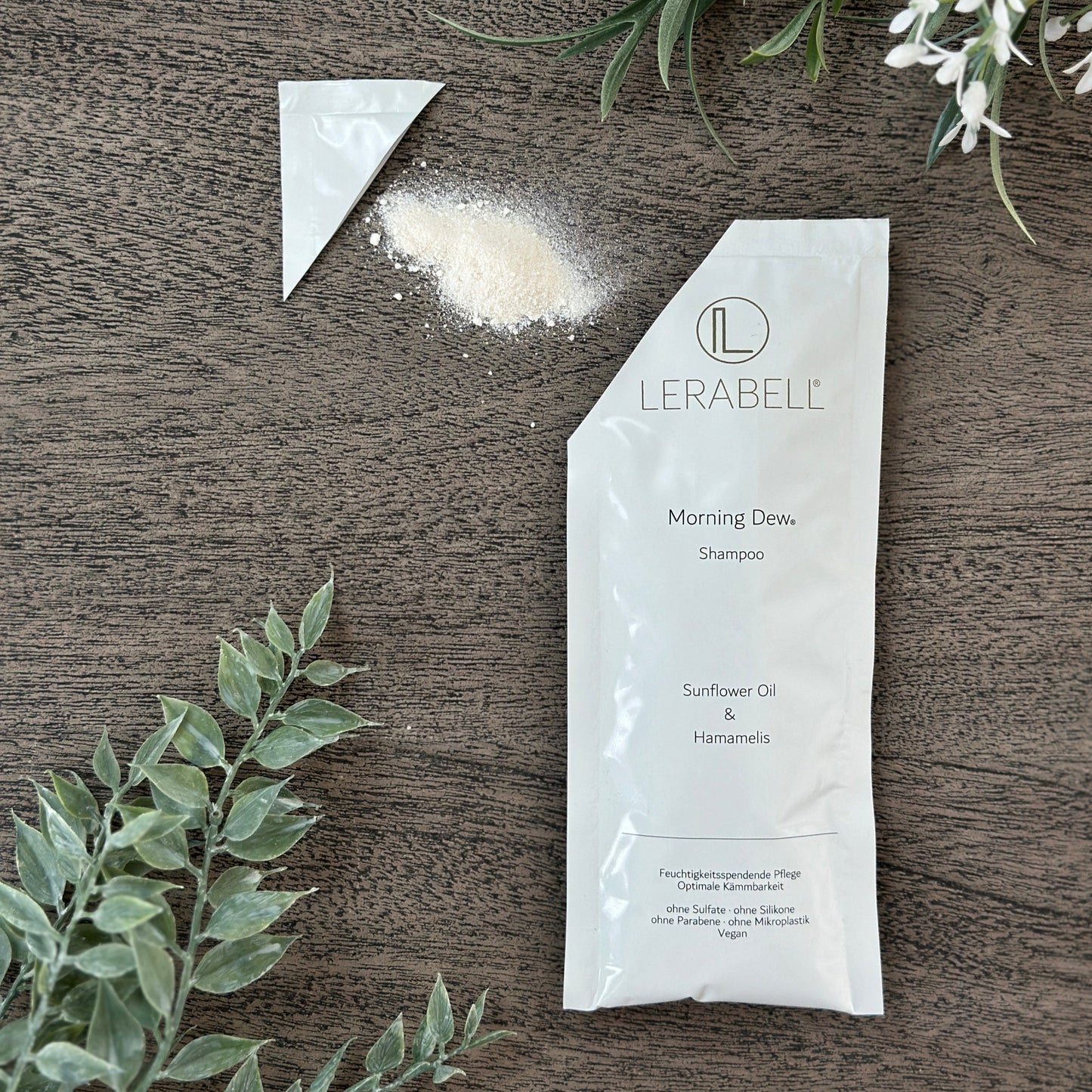 Morning Dew Shampoopulver, Shampoo Konzentrat mit Sonnenblumenöl und Hamamelis. Feuchtigkeitsspendende Pflege, optimale Kämmbarkeit ohne Sulfate, Silikone, Parabene, Mikroplastik und Vegan