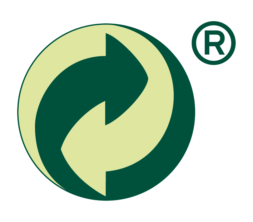 Markensymbol der grüne Punkt- steht für recycelbare Verpackungen 