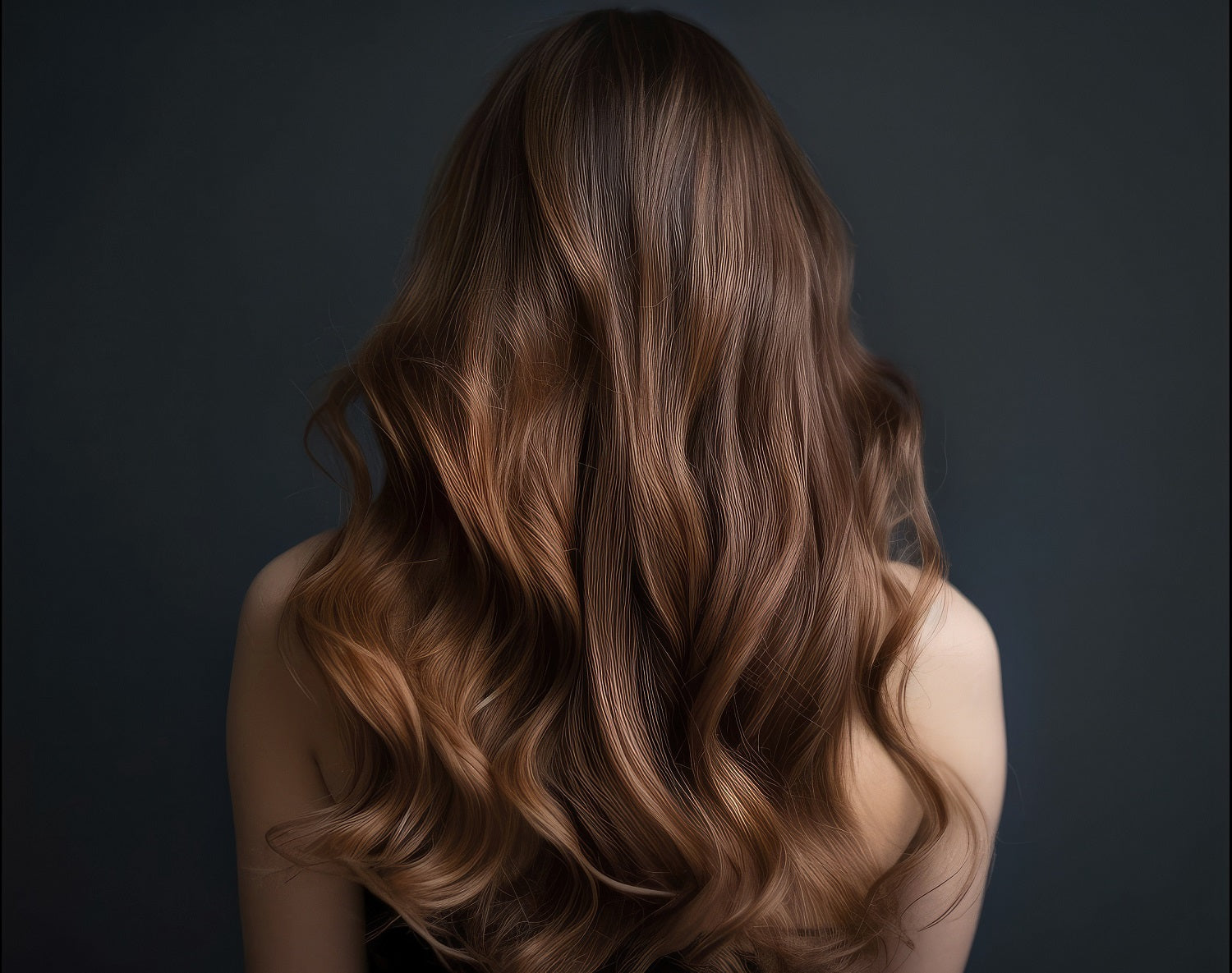 eine Frau von hinten mit wunderschönem langen Haar, das frisch balayage gefärbt ist- steht für Glanz & Geschmeidigkeit